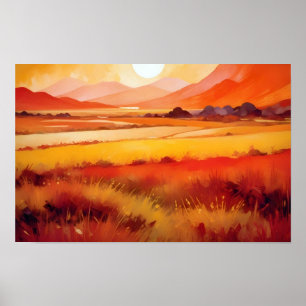 Abstraktes Landschaftstal Wiesen Hintergrund Poster