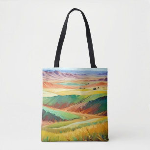 Abstraktes Landschaftstal Wiesen Hintergrund Tasche