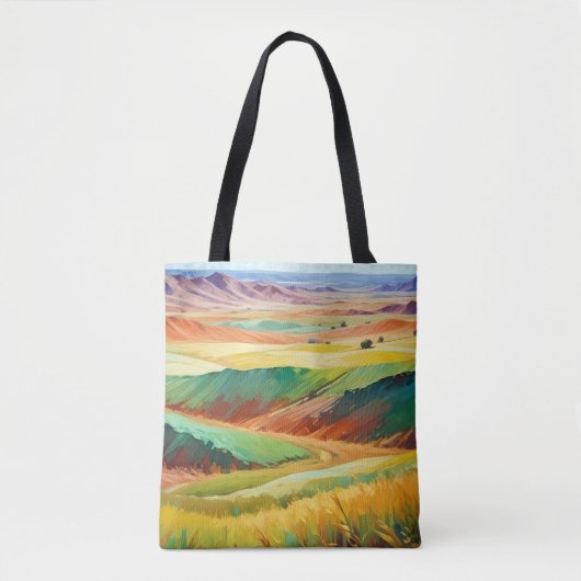 Abstraktes Landschaftstal Wiesen Hintergrund Tasche (Vorderseite)