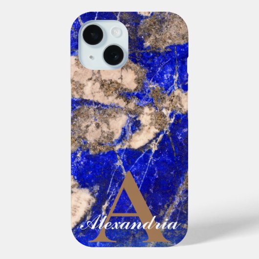 Abstraktes Lapis Lazuli Blue Granit Monogramm Case-Mate iPhone Hülle (Rückseite)