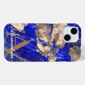 Abstraktes Lapis Lazuli Blue Granit Monogramm Case-Mate iPhone Hülle (Rückseite (Horizontal))
