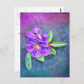 abstraktes Lasiandra auf texturiertem Kaleidoskop Postkarte (Vorne/Hinten)