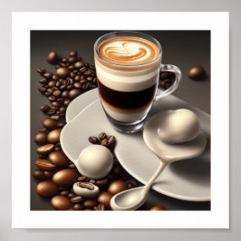 Abstraktes Latte-Macchiato-Kaffeepapster Poster