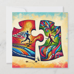 Abstraktes Läufer-Paar Kissen Valentinstag Geschen Feiertagskarte