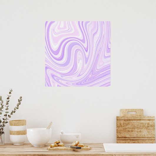 Abstraktes Lavendel-Wavy-Stripe-Malen Poster (Küche)