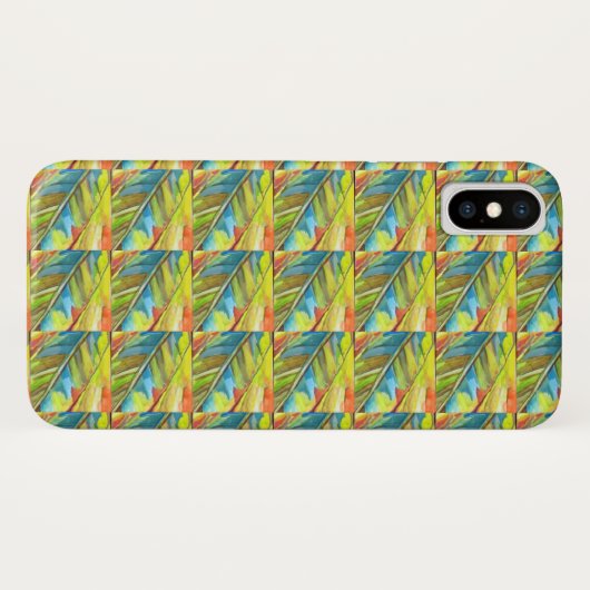 Abstraktes Leaf Design Gelb Blau Case-Mate iPhone Hülle (Rückseite (Horizontal))