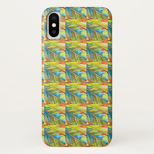Abstraktes Leaf Design Gelb Blau Case-Mate iPhone Hülle (Rückseite)