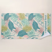 Abstraktes Leaf-Muster für benutzerdefinierte Text Strandtuch (Vorderseite)