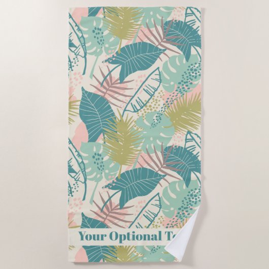 Abstraktes Leaf-Muster für benutzerdefinierte Text Strandtuch (Vorderseite)
