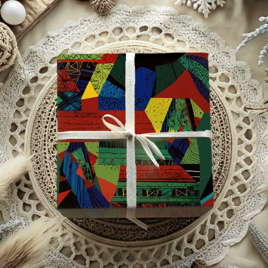 Abstraktes, lebendiges, afrikanisches Geschenk Geschenkpapier