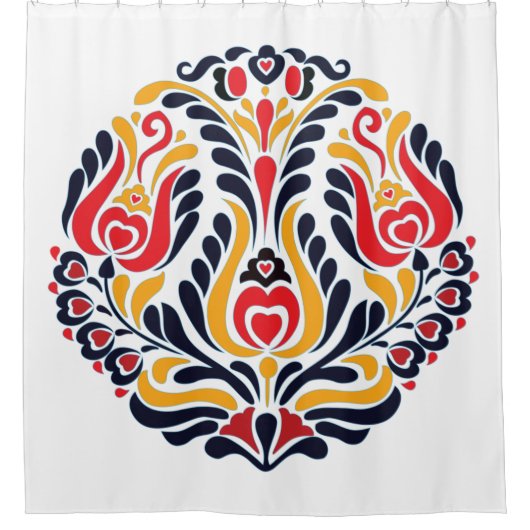 Abstraktes, lebendiges Blumendesign Duschvorhang (Vorderseite)