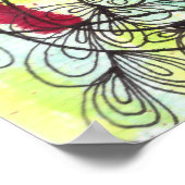 Abstraktes, lebendiges Blumendoodle-Line-Artwork Poster (Ecke)