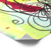 Abstraktes, lebendiges Blumendoodle-Line-Artwork Poster (Ecke)