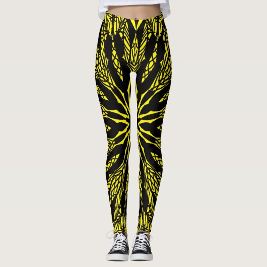abstraktes, lebendiges Mandala-Kunstmuster Leggings (Vorderseite)