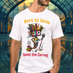 Abstraktes Lebendiges Meerjungfrau Grafik T-Shirt