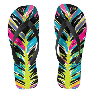 Abstraktes, lebendiges Multicolor Tropenblatt Badesandalen