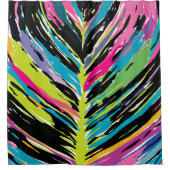 Abstraktes, lebendiges Multicolor Tropenblatt Duschvorhang (Vorderseite)