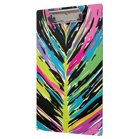 Abstraktes, lebendiges Multicolor Tropenblatt Klemmbrett (Links)