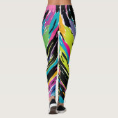 Abstraktes, lebendiges Multicolor Tropenblatt Leggings (Rückseite)