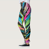 Abstraktes, lebendiges Multicolor Tropenblatt Leggings (Links)