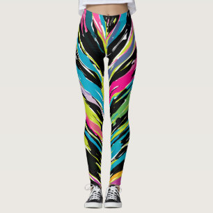 Abstraktes, lebendiges Multicolor Tropenblatt Leggings