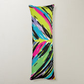 Abstraktes, lebendiges Multicolor Tropenblatt Seitenschläferkissen (Rückseite (Vertikal))