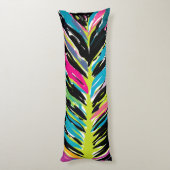 Abstraktes, lebendiges Multicolor Tropenblatt Seitenschläferkissen (Rückseite (Vertikal))