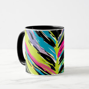 Abstraktes, lebendiges Multicolor Tropenblatt Tasse