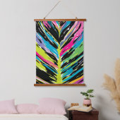 Abstraktes, lebendiges Multicolor Tropenblatt Wandteppich Mit Holzrahmen (Schlafzimmer)