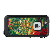 Abstraktes, lebendiges Red Green Gold Stars Monogr LifeProof iPhone Hülle (Rückseite (Horizontal))