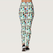 Abstraktes Lemon White Chiffon Mosaikmuster Leggings (Rückseite)