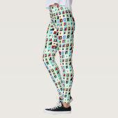 Abstraktes Lemon White Chiffon Mosaikmuster Leggings (Links)