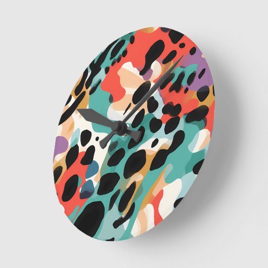 Abstraktes Leopard-Muster Runde Wanduhr (Winkel)