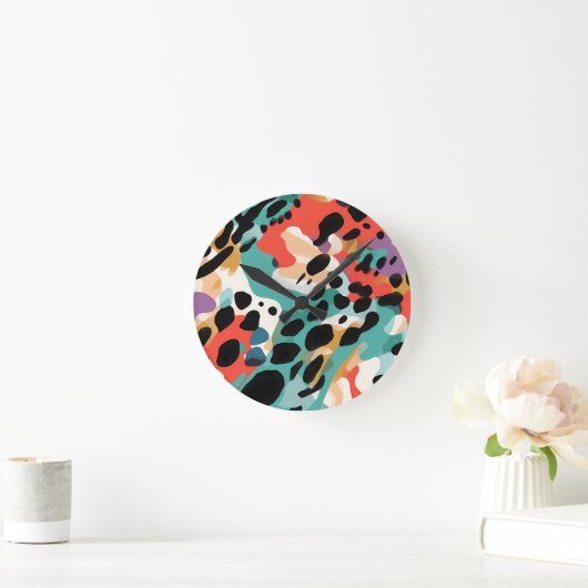 Abstraktes Leopard-Muster Runde Wanduhr (Zuhause)