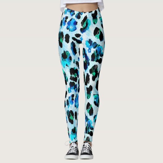 Abstraktes Leopardenmuster Leggings (Vorderseite)