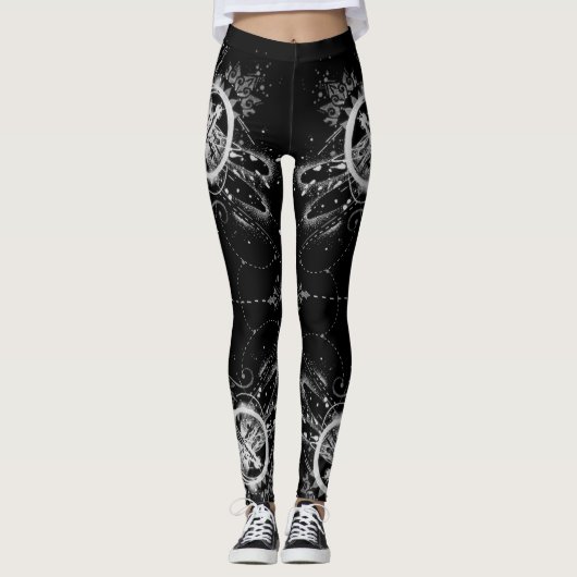 Abstraktes Libellen-Muster Leggings (Vorderseite)