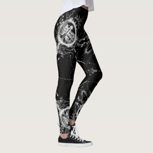 Abstraktes Libellen-Muster Leggings (Rechts)