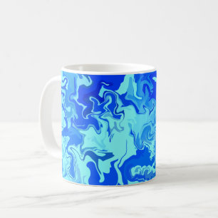 Abstraktes Licht und dunkelblaue Fluid Art Kaffeetasse
