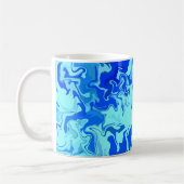 Abstraktes Licht und dunkelblaue Fluid Art Kaffeetasse (Links)