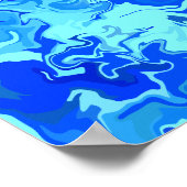 Abstraktes Licht und dunkelblaue Fluid Art Poster (Ecke)