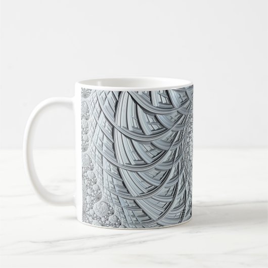 Abstraktes Light Gray Spiral Fraktal Kaffeetasse (Links)