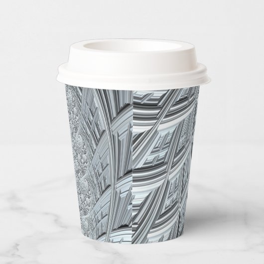 Abstraktes Light Gray Spiral Fraktal Pappbecher (Rechts)