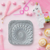 Abstraktes Light Gray Spiral Fraktal Pappteller (Party)