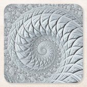 Abstraktes Light Gray Spiral Fraktal Rechteckiger Pappuntersetzer (Vorderseite)