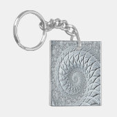 Abstraktes Light Gray Spiral Fraktal Schlüsselanhänger (Vorderseite links)