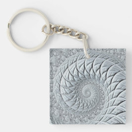 Abstraktes Light Gray Spiral Fraktal Schlüsselanhänger