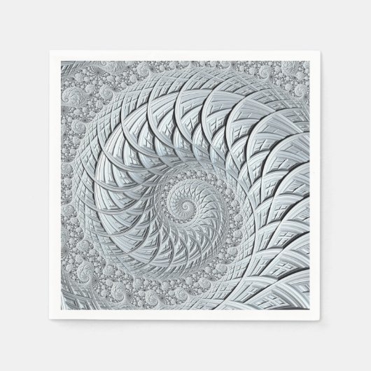 Abstraktes Light Gray Spiral Fraktal Serviette (Vorderseite)
