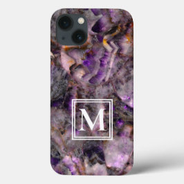 Abstraktes lila Amethystquartz-Marmormonogramm Case-Mate iPhone Hülle
