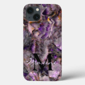 Abstraktes lila Amethystquartz-Marmormonogramm Case-Mate iPhone Hülle (Rückseite)