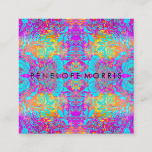 Abstraktes Lila Aqua Orange Beauty Stylist  Quadratische Visitenkarte